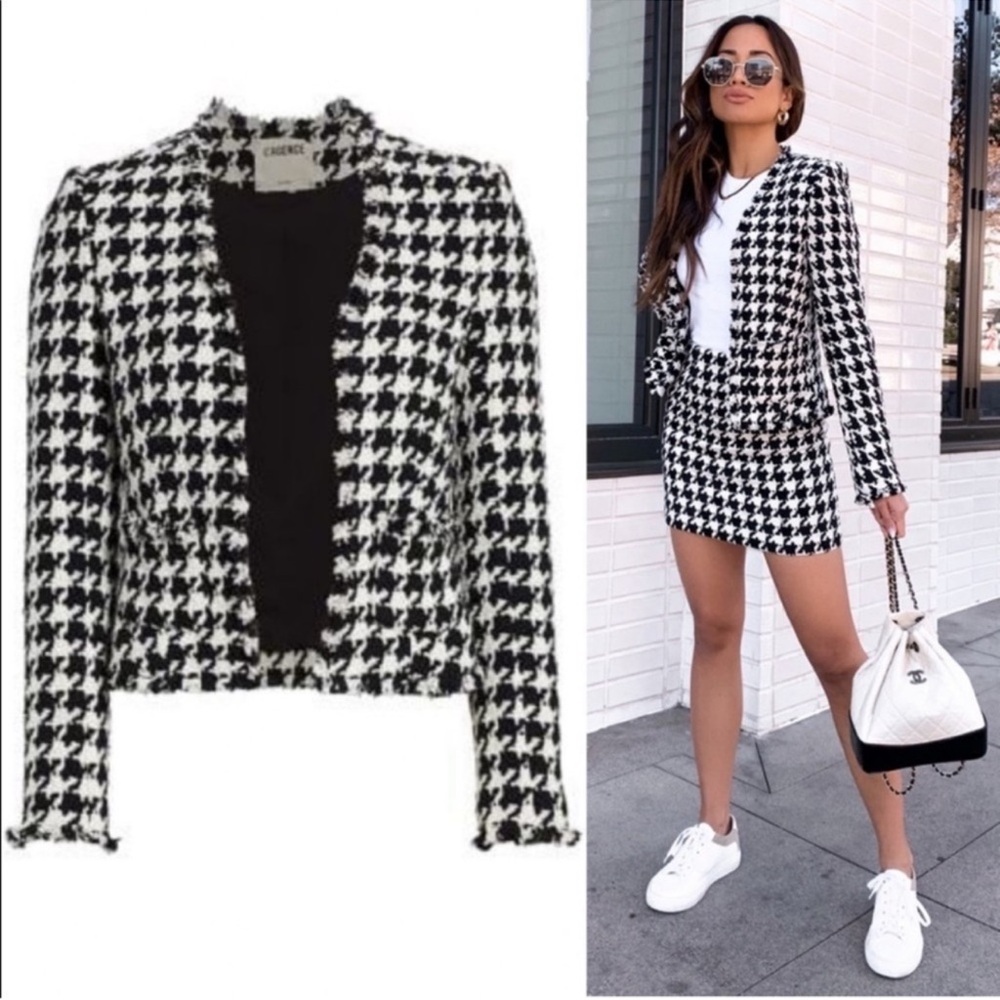 L'Agence Adette Houndstooth Tweed Jacket NWOT - Picture 4 of 10